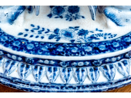 Decorative Blue And White Porcelain Compote Centerpiece