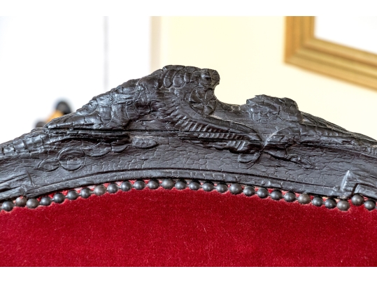 Pair Of Custom Upholstered Queen Anne Style Armchairs With Associated Ottoman