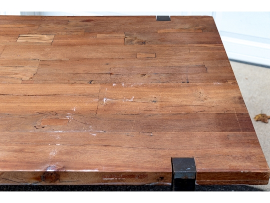 Wooden Dining Table On Steel Legs - For Upcycle