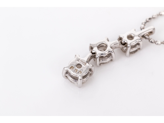 18k White Gold Striking Graduated Diamond Stack Pendant, App. 0.45 TCW, With Chain