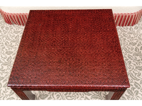 Stylish Lacquered Grasscloth Low Table
