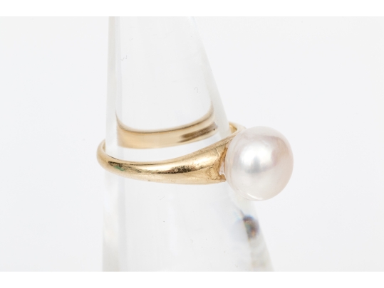 Tiffany & Co. 14k Yellow Simple Cultured Freshwater Pearl Solitaire Ring, Size 3, See Note