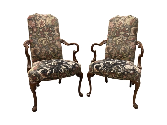 Pair Of Ex Historical Society Georgian Style Armchairs 