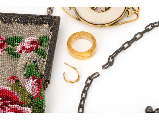 Collection Of Assorted Fashion And Costume Jewelry Pieces And Vintage Handbags