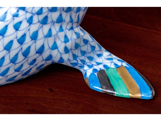 Vintage Herend Blue Fishnet Sea Lion