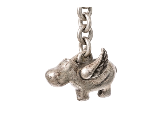 Kieselstein-Cord Sterling Silver Fun Flying Cow Key Chain