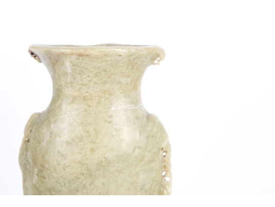 Carved Soapstone Vase With Floral Motif