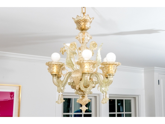 *Quality Murano Or Murano Style Hand-blown Glass Six Lite Chandelier