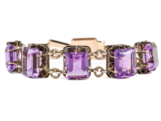 14K Tasteful Amethyst Set Bracelet