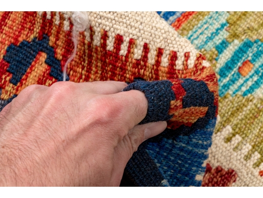 Hand Woven Wool Kilim Accent Carpet, 6'-9