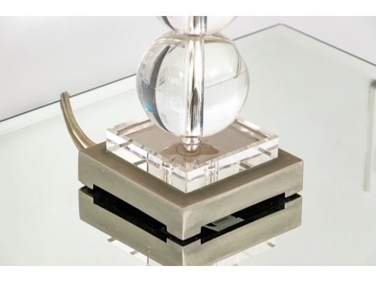 Pair Of Chic Glass Stacked Bubble Table Lamps