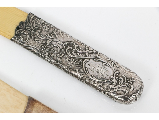 Group Of Three Antique Bone And Silver Letter Openers