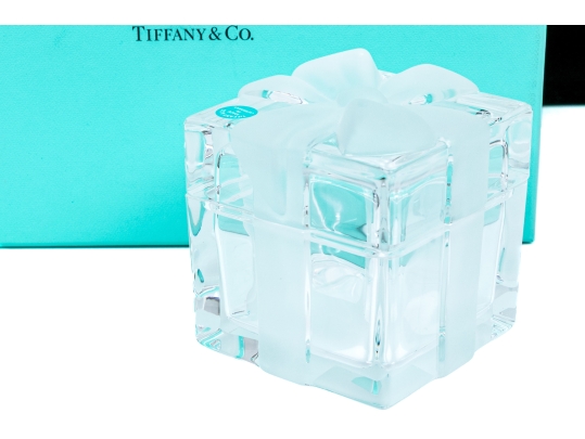 Tiffany & Co. Crystal Box With Bow And A Tiffany Box 