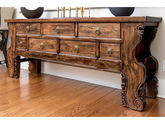 Chinese Carved Console Cabinet