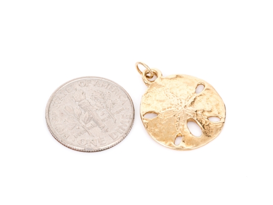 14k Yellow Gold Charming Sand Dollar Motif Pendant
