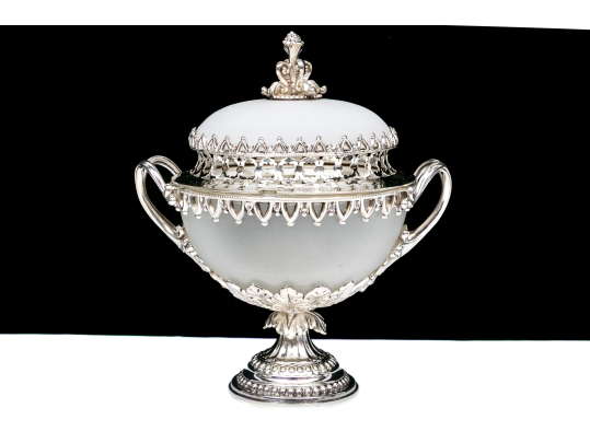 Silverplate And Glass Lidded Serving Bowl