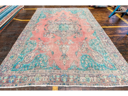 HAND KNOTTED WOOL PERSIAN OVER DYE CARPET, 9-7