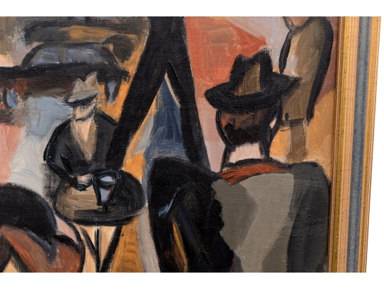 Signed Lansé Oil On Canvas, Cafe Interior