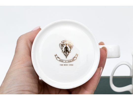 Gucci Vintage Set Of Six Bone China Christmas Themed Mugs, Boxed