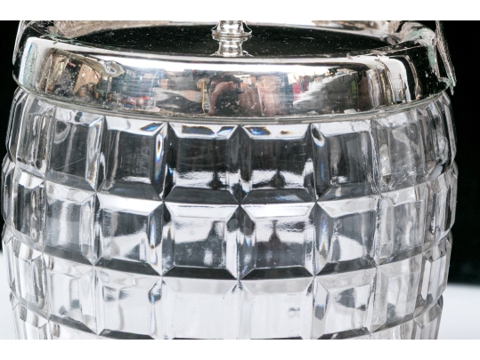 Three Antique Cut Glass And Silverplate Biscuit Jars 