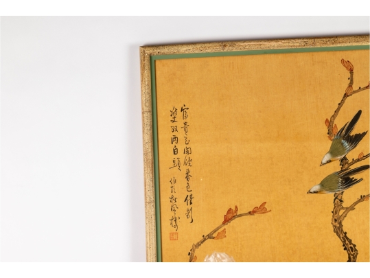 Chinese Watercolor On Silk “Flowers Of The Four Seasons”