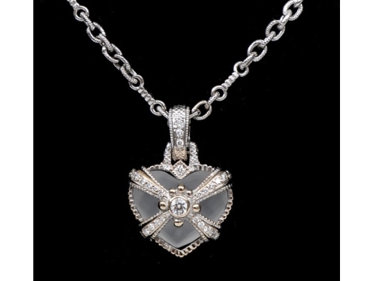 Judith Ripka 18K White Gold And Diamond Heart Pendant Necklace