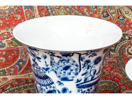 Pair Of Chinese Porcelain Vases With Jar And Vessel Decoration