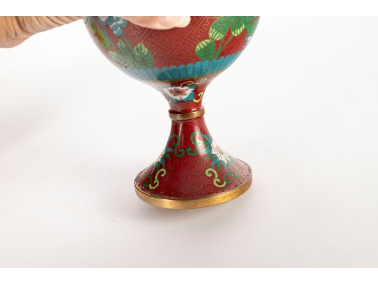 Chinese Cloisonné Enamel Goblet-Form Lidded Vessel