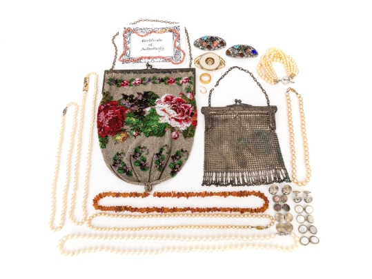 Collection Of Assorted Fashion And Costume Jewelry Pieces And Vintage Handbags