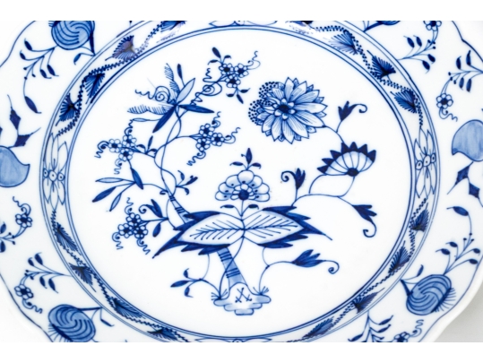 Set Of Three German, Meissen Blue And White Plates