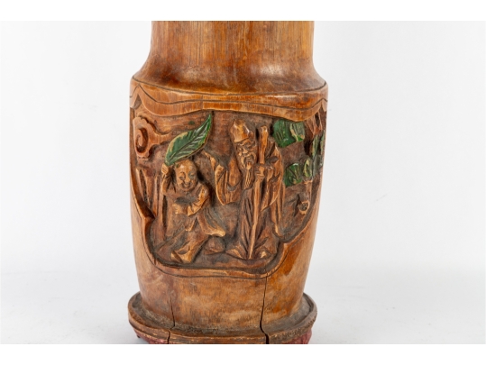 Carved Asian Bamboo Brush Vase