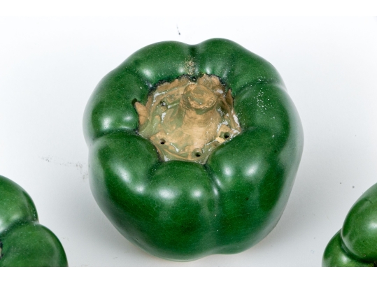 Four Naturalistic Glazed Ceramic Green Pepper Form Casters