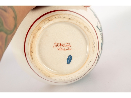 Japanese Hand-Painted Peony Flower Vase