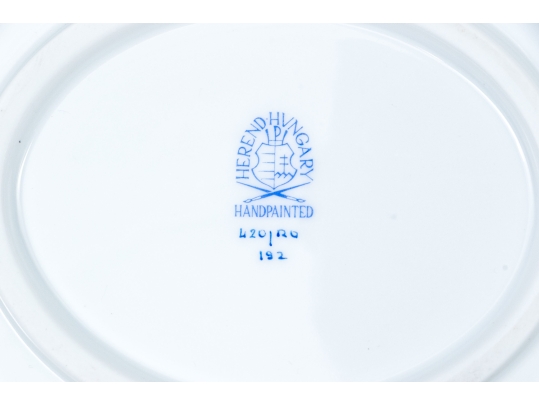 Herend Hungary Hand-Painted Porcelain Scalloped Tray, Rothschild Bird (RO) Pattern
