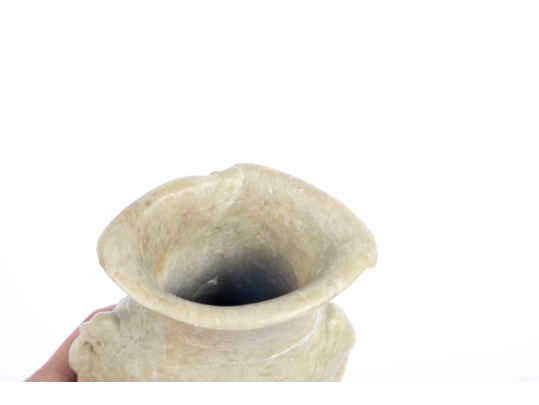 Carved Soapstone Vase With Floral Motif