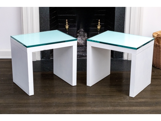 Pair Of Glass Top Accent Tables
