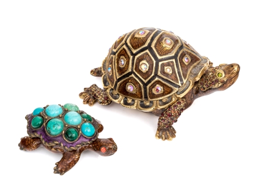 Two Jay Strongwater Turtle Form Boxes