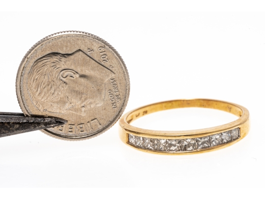 14k Yellow Gold Princess Cut Diamond Band Ring, App. 0.30 TCW, Size 9