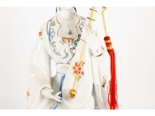 Vintage Chinese Porcelain Guanyin Figure With Pipa