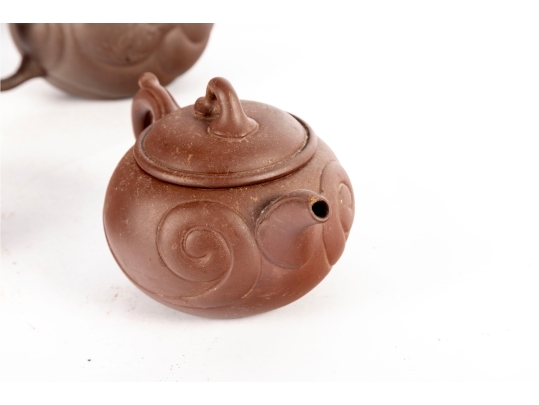 Collection Of Five Traditional Chinese Yixing Zisha Clay Teapots
