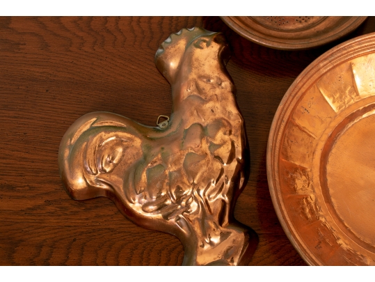 Impressive Collection Of  Four Copper Molds And  Four Plates
