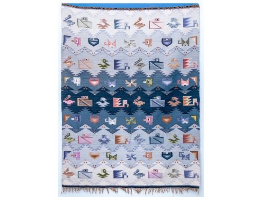 Fun Pictorial Animal Motif Hand-Knotted Wool Kilim, 5’-1/2” X 3’-10