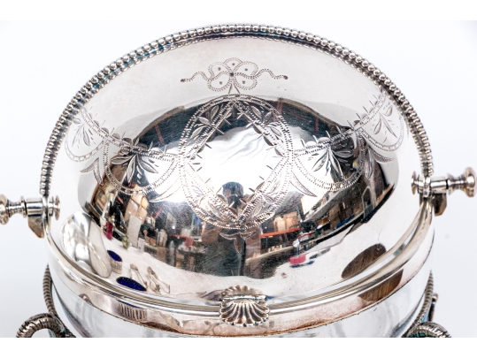 Silver Plate, Crystal And Cobalt Glass Serving Wares