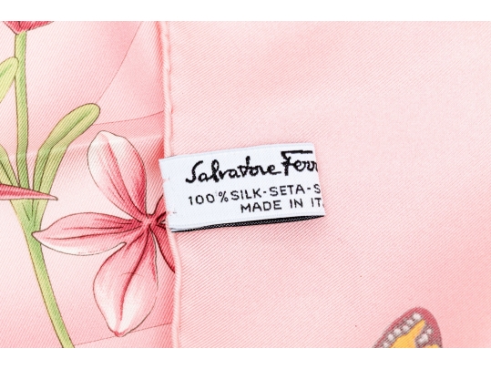 Salvatore Ferragamo Pink Silk Scarf, Original Packaging