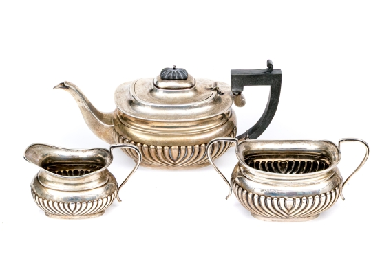 Antique English Georgian Style Sterling Silver Tea Service 35.56 Gross Ozt.
