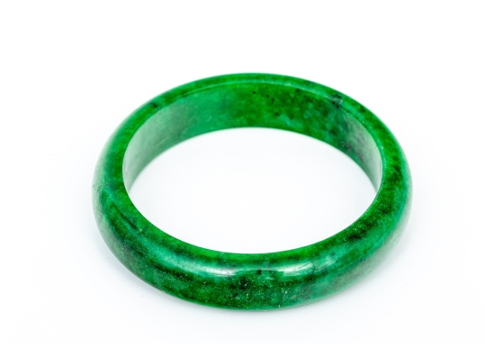 Green Jadeite Jade Small Diameter Slip On Bangle Bracelet, See Conditions