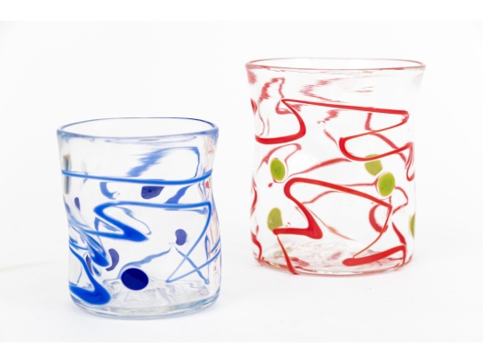 Collection Of Fourteen Peàn Doubulyu Wackie Dot Glass Tumblers