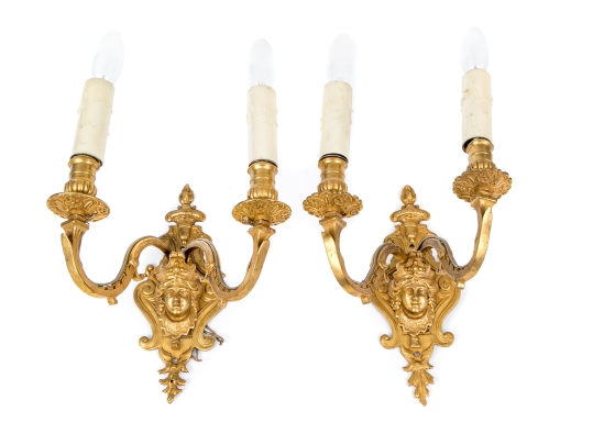 Pair Of Louis XVI Style Gilt Metal Wall Sconces