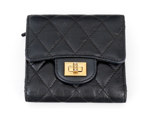 Chanel Matelasse Black Leather Wallet, With Box