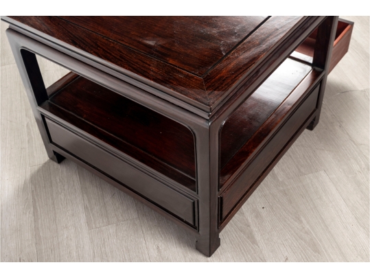 Mid-20th Century Chinese Hardwood Side Table With Shelf